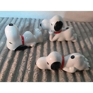 3 Snoopy United Feature Syndicate Schulz 1966 Peanuts Paperweight Figurines Rare